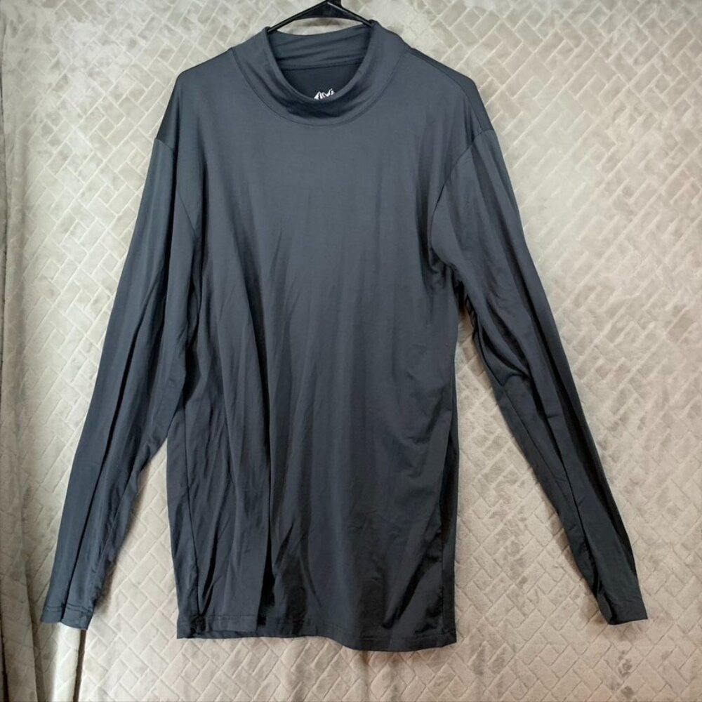Jackson Hole Mens L Base Layer Shirt Gray Long Sleeve Mock Neck Hiking Athletic